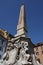 Sculptural details in the Piazza del Pantheon, in Rome, Italy