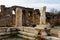 Sculptural details on ruins of Hadrianic Baths in Aphrodisias, Turkey