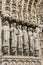 Sculptural figures on the facade of the Notre Dame Cathedral.