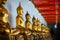 Sculptural images of Buddha in the old temple. Bangkok, Thailand