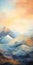 Sculptural Landscapes: A Detailed Brushwork Painting Of Mountain Sunset