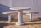 Sculptural Outdoor Table and Bench, Greece