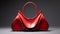 Sculptural Red Leather Handbag With Kinetic Lines And Curves