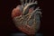 sculptural representation of the human heart, with intricate details and textures