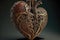 sculptural representation of the human heart, with intricate details and textures