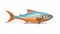 Sculptural Wooden Fish Figurine: Orange And Blue Artwork