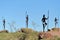 Sculpture of Aboriginal Australian male standing on a rock on top of Mount Welcome  near Roebourne  Western Australia