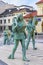 Sculpture of ancient miners working in Wieliczka salt mine, Wieliczka, Poland.