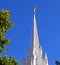 Sculpture of angel moroni atop of a Mormon Temple