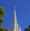 Sculpture of angel moroni atop of a Mormon Temple
