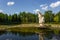 Sculpture of angels by the pond at the Sanctuary, Lichen Stary, Greater Poland