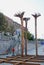 Sculpture Artwork of Upturned Trees Vysehrad Railway Bridge Prague Czech Republic