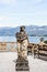 Sculpture on the balcony overlooking Lake Como. Villa Balbianello, Italy