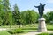 Sculpture Blessing Christ before Amber Museum in Palanga, Lithuania