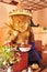 Sculpture carved antique soldier guardian deity angel god for burmese people and foreign traveler visit respect praying at