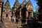 Sculpture carving ancient ruins antique building Prasat Banteay Srei or Banteay Srey temple of Angkor Wat for Cambodian people