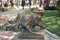 Sculpture of the Cat Panteleimon in Kiev. One of the most famous sculptures in Kiev. Sculpture cat. Kiev. Ukraine.