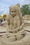 Sculpture of a child playing a video game in Sand Sculpture Festival in Lappeenranta