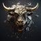 Sculpture cracked bull head on a clean background. Wildlife Animals. Illustration, Generative AI