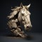 Sculpture cracked horse head on a clean background. Wildlife Animals. Illustration, Generative AI