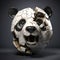 Sculpture cracked panda head on a clean background. Wildlife Animals.