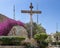 Sculpture crucifixion outside the Virgin Mary and St. Simon the Tanner Cathedral,  part of the Monastery of Saint Simon.