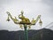 Sculpture of an elephant, decoration of a lamppost, the town of Phang Nga in Thailand