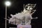 Sculpture Flying rhinoceros at night