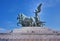 Sculpture Goddess Victoria riding on quadriga,  Roof of Altar of the Fatherland  Altare della Patria .Il Vittoriano.Rome.Italy.