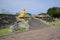 The sculpture Golden dragon on the terrace of the Forbidden city. Hue