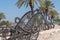 Sculpture of horses at Tel Megiddo National Park in Israel.