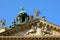 Sculpture `Justice` by Balthasar Schmitt on the roof of Palace of Justice Justizpalast, Munich MÃ¼nchen, Bavaria Bayern, Germ