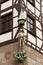 Sculpture of a knight on the facade of a house in Nuremberg, Bavaria,