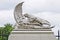 Sculpture The Lion and the Eagle near the house with chimeras -