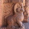 Sculpture of a lion on temple pillars, Hampi