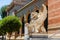 Sculpture of lion with wings in Retiro Park Madrid, Spain