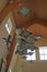 Sculpture of manta rays hanging from ceiling of North Carolina Aquarium on Roanoke Island, North Carolina.