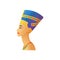 Sculpture of Nefertiti egyptian queen, flat vector illustration isolated.