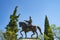 Sculpture of old man of Motia on horseback by sculptor Lazaros Sochos