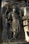 Sculpture on the outer walls of Hoysaleswara Temple at Halebidu , Karnataka, India