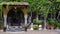 Sculpture, plants and Ivy on the outside of the Atellani House, Museo Vigna di Leonardo, Milan.