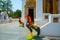 Sculpture of a rooster at the temple.Ayutthaya. Thailand.