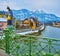 The sculpture of the saint on the bridge, Bad Ischl, Salzkammergut, Austria