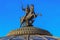 Sculpture of Saint George the Victorious on the dome of World Clock Fountain in Moscow