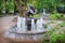 Sculpture Satyr and a fountain in the Aquarium Park near the Mossovet Theater in Moscow