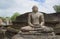 Sculpture of a seated Buddha at the ruins of the Vatadage. Polonnaruwa, Sri Lanka