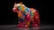 a sculpture in the shape of a teddy bear among colorful pieces of glass
