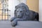 Sculpture of the sleeping lion - Entrance decoration, Moscow, Russia