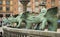 Sculpture of three dragons at town hall in Copenhagen