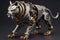 A sculpture of a tiger made out of gears. Generative AI image.